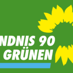 Logo von BÜNDNIS/DIE GRÜNEN Ortsverband Holm mit Sonnenblume und grünem Hintergrund